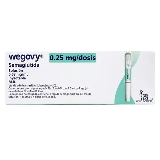 Wegovy Semaglutida Dosis 0.25 mgn/Pluma Precargada 0.68 mg Solución Inyectable 4 Dosis