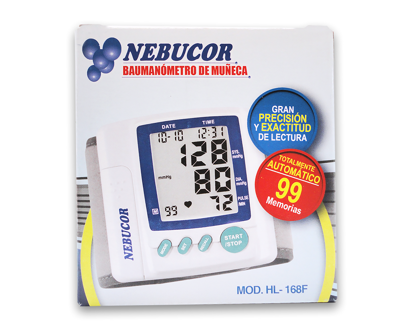 Baumanómetro digital NEBUCOR  medición en Muñeca HL-168F (1 pza)