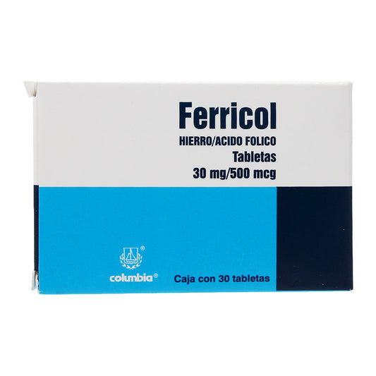 FERRICOL 30MG/500MCG 30 TAB