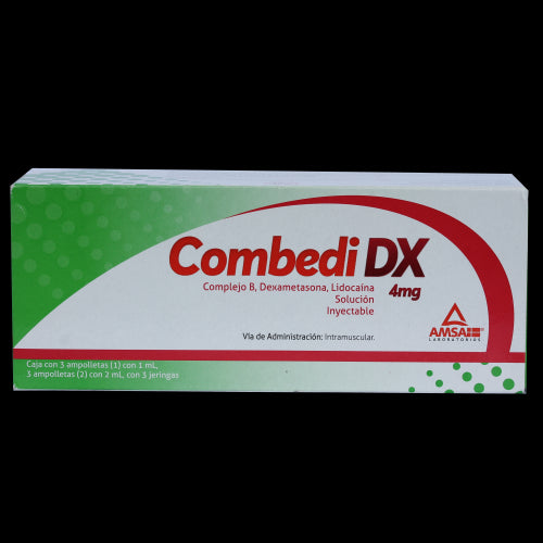 COMBEDIDX 4MG(COMPLEJO B/DEXAMETASONA/LIDOCINA) SOL C/3 AMP